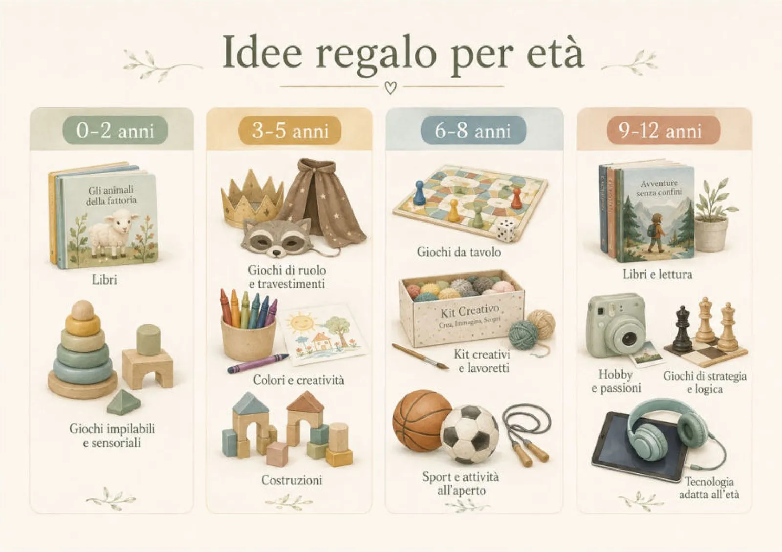Regali per bambini suddivisi per fascia di età